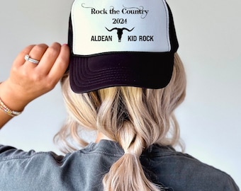 Rock The Country Trucker Hat. Concert Hair Trucker Hat. Jason Aldean Kid Rock Concert Trucker Hat.