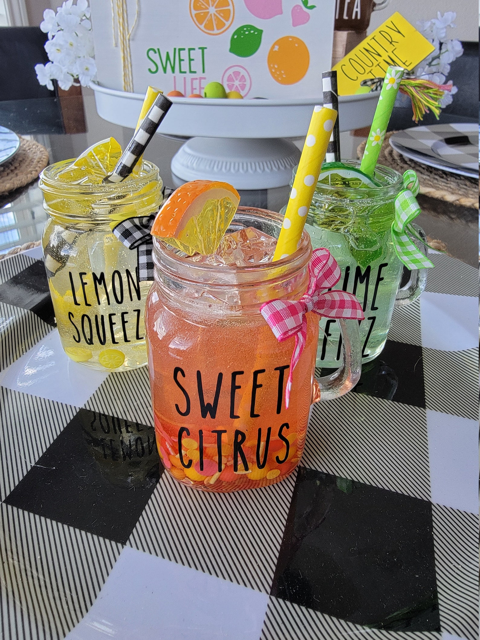 SWEET CITRUS lemonade fake drink in mini Mason jars with faux Etsy