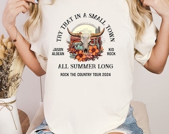 Rock the Country 2024 Concert Shirt. Jason Aldean and Kid Rock Concert Shirt.