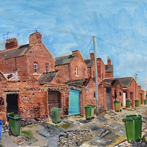 Line Dancing, Back Lane, Ashwood Terrace, Sunderland - kleine kunstprint / ansichtkaart (A6-formaat) - gratis Britse verzending