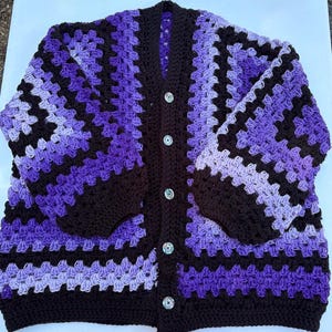 Oversized Ombre Purple Cozy Cardigan 100% Acrylic (Size Large)