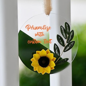 Custom Paper Quilling Sunflower Ornament: Handmade Acrylic Window Decoration