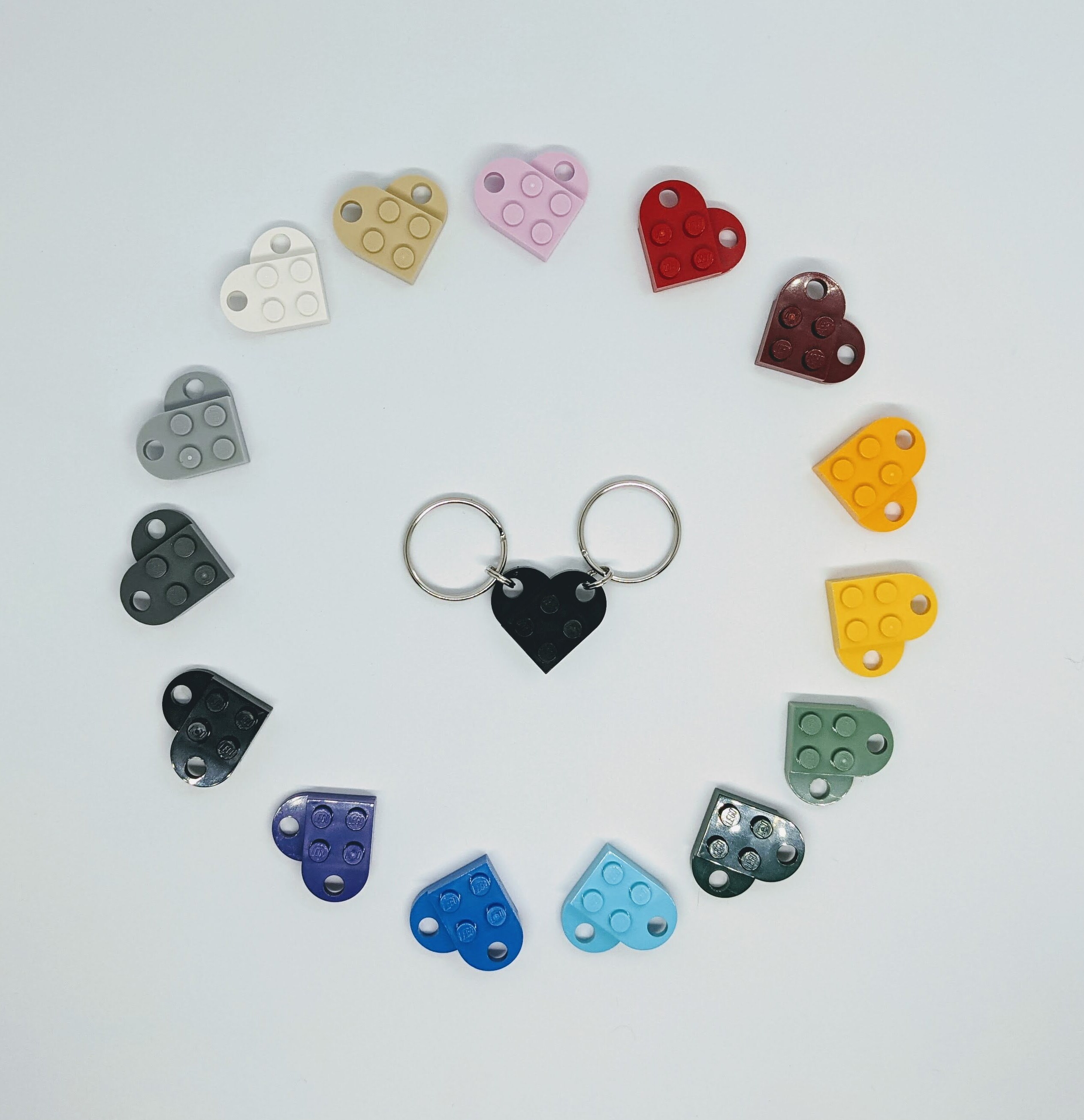 Friendship Brick Heart Keychains Set (two included) - Many Colors!