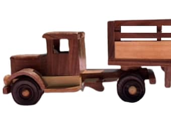 Toy truck stake cargo semi-trailer 1930s style children grandchildren kids Christmas gift Holiday birthday presents