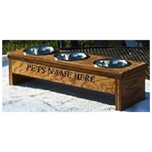 Raised elevated cat 3 pet dish feeder 4 inches tall. Free pet names image 1