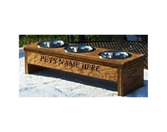 Raised elevated cat 3 pet dish feeder 4 inches tall. Free pet names