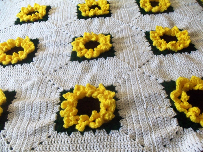 Sunflower Granny Square Blanket / Afghan / Throw Hand | Etsy