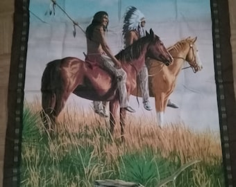 American Indians on Horse Back Panel with Backing