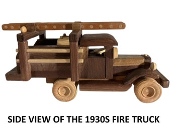 Toy fire truck made from hardwood wooden toy trucks children grandchildren kids Christmas gifts Holiday birthday presents collectors