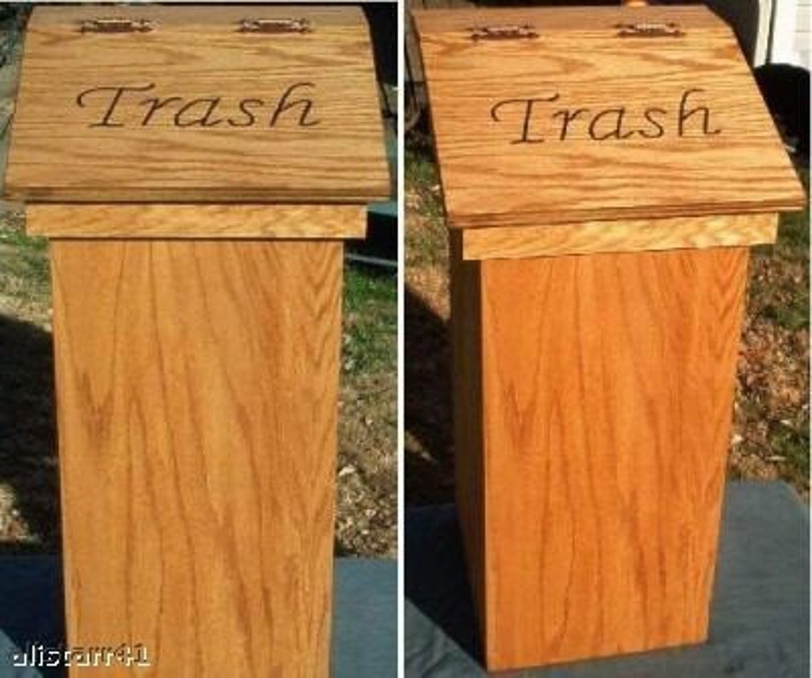 Kitchen Trash Can Wood Wooden Wastebasket Free Personalized Etsy