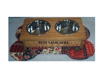 Elevated raised dog bowl feeder 6 inches tall. No cost for pet names
