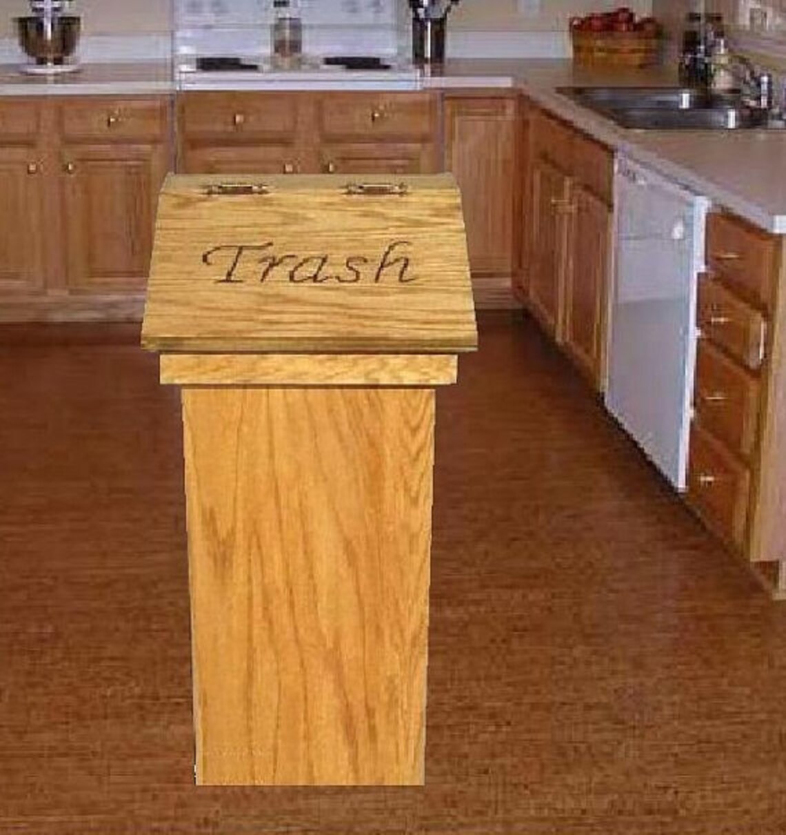 Kitchen Wood Trash Can or Wastebasket Can Be Used for Pet Food Etsy