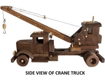 Toy truck crane boom truck made from hardwood wooden trucks children grandchildren kids Christmas gift Holiday birthday house warming gifts