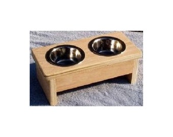 Raised cat dish bowl feeder elevated 4 inches tall. No cost for pet names