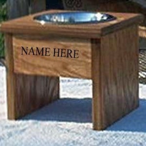 Raised elevated single dog bowl 10 1/2 inches tall no cost for pet names