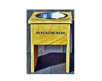 Elevated raised single dog bowl 12 inches tall. No cost for pet names