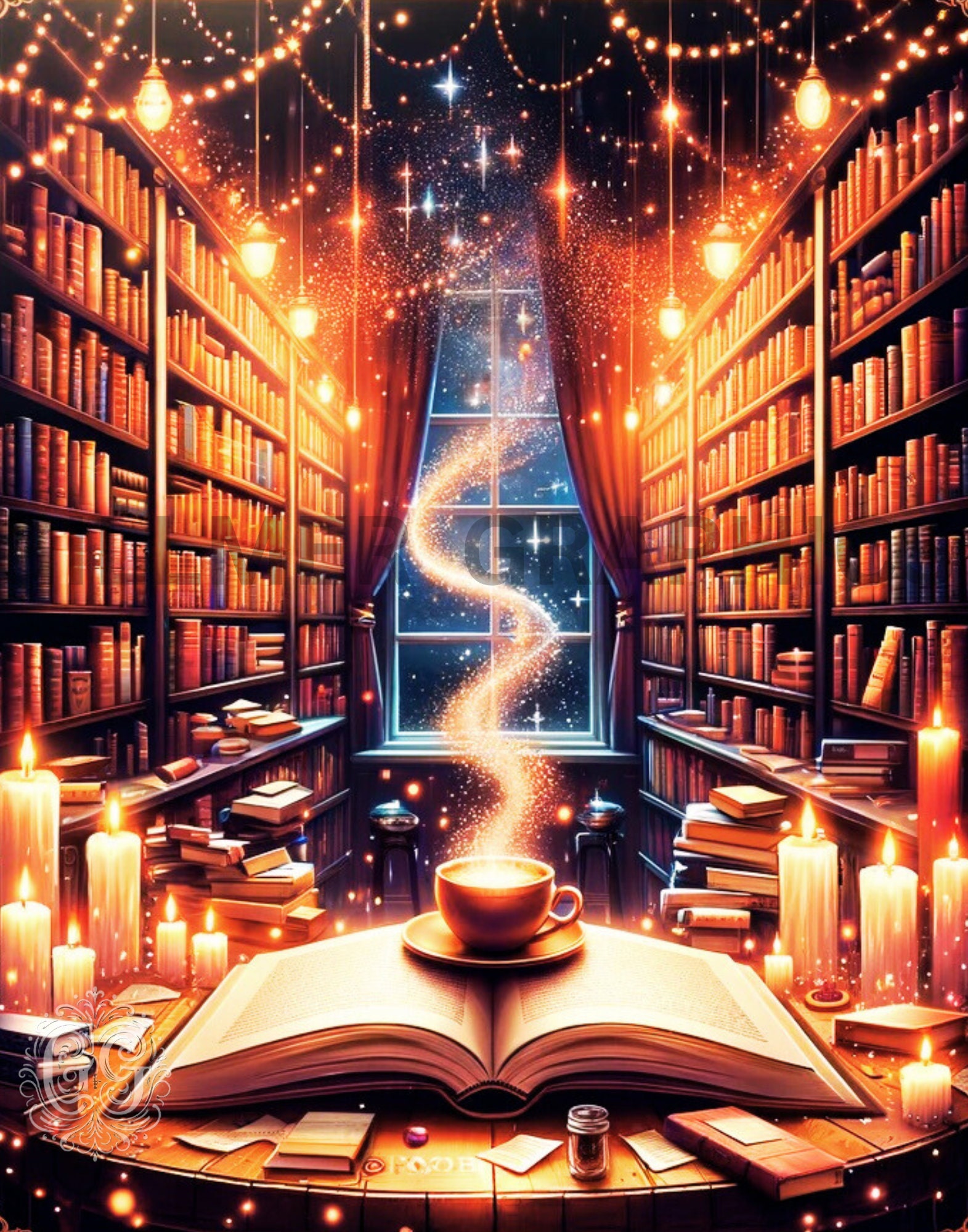 Enchanted Library of Dreams | Digital Download | Printable | Book Lover ...