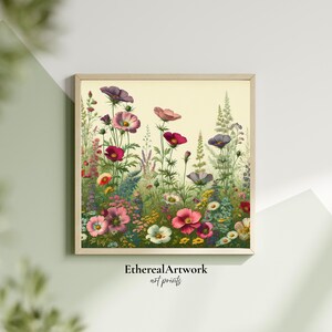 Wildflower Meadow Botanical Wall Art, Vintage Floral Poster Print, Cottagecore Nature Garden Decor for Home, Gift for Plant Lovers, Spring