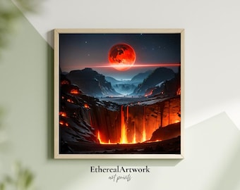 Alien Planet Sci-Fi Wall Art, Fantasy Alien landscape, Space Wall Art, Outer Space, Galaxy, Astronomy, Universe, Cosmic, Ready to Hang
