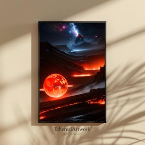 Alien Planet Sci-Fi Wall Art, Fantasy Alien landscape, Space Wall Art, Outer Space, Galaxy, Astronomy, Universe, Cosmic, Ready to Hang