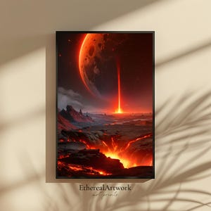 Alien Planet Sci-Fi Wall Art, Fantasy Alien landscape, Space Wall Art, Outer Space, Galaxy, Astronomy, Universe, Cosmic, Ready to Hang