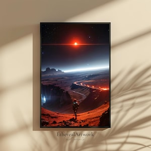 Alien Planet Sci-Fi Wall Art, Fantasy Alien landscape, Space Wall Art, Outer Space, Galaxy, Astronomy, Universe, Cosmic, Ready to Hang