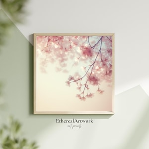 Minimalist Cherry Blossom Wall Art, Soft Pink Floral Poster, Serene Japanese Sakura Print, Elegant Wall Art, Gift for Her, Spring Decor