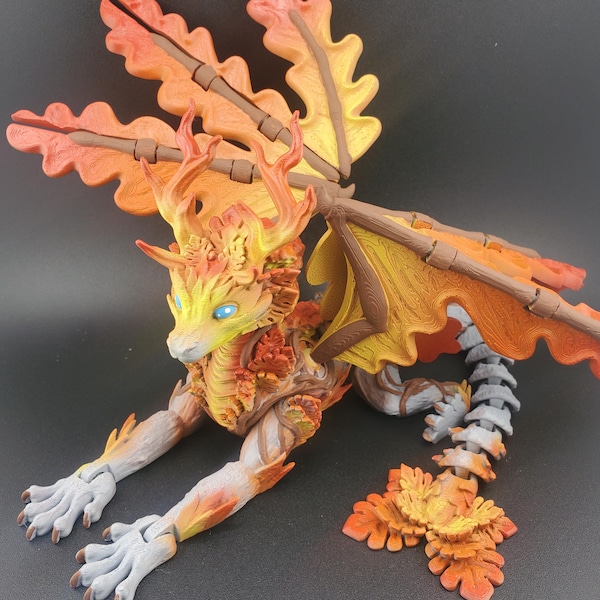Forest Dragon Figure | 3D Printed Articulated Fantasy Toy with Movable Wings