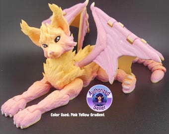 3D Printed Dragon Cat Fidget Toy: Articulated Fantasy Figure