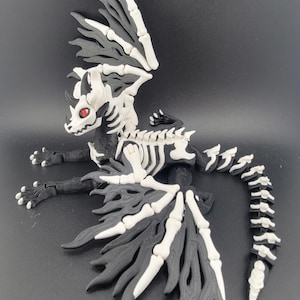 Articulated Skeleton Dragon | 3D Printed Poseable Figure with Flexi Tail and Red Eyes