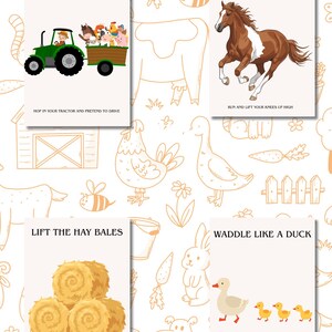 Farm Movement Cards for Preschoolers | Toddler Gross Motor Activity (Printable PDF) image 2