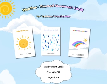 Weather Movement Cards for Toddlers | Preschool Gross Motor Activities (Printable PDF)