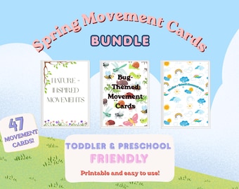 Toddler Movement Cards Bundle | Spring, Bug, Weather Themes (Printable PDF)