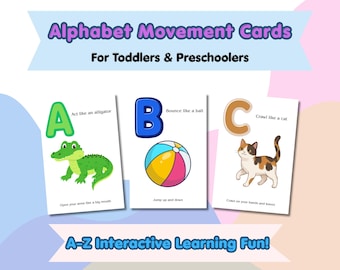 Alphabet Movement Cards for Toddlers | A–Z Preschool Learning Activities | Gross Motor & Literacy Cards | Printable PDF