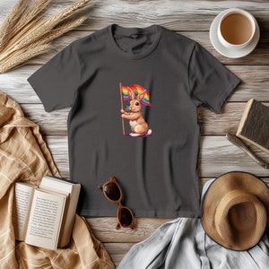 Pride Flag Shirt Bunny - LGBTQ+ Pride - Funny Animal Lover gift, Rainbow Flag  tshirt - Pride Month Gift funny gay gift, pride flag present