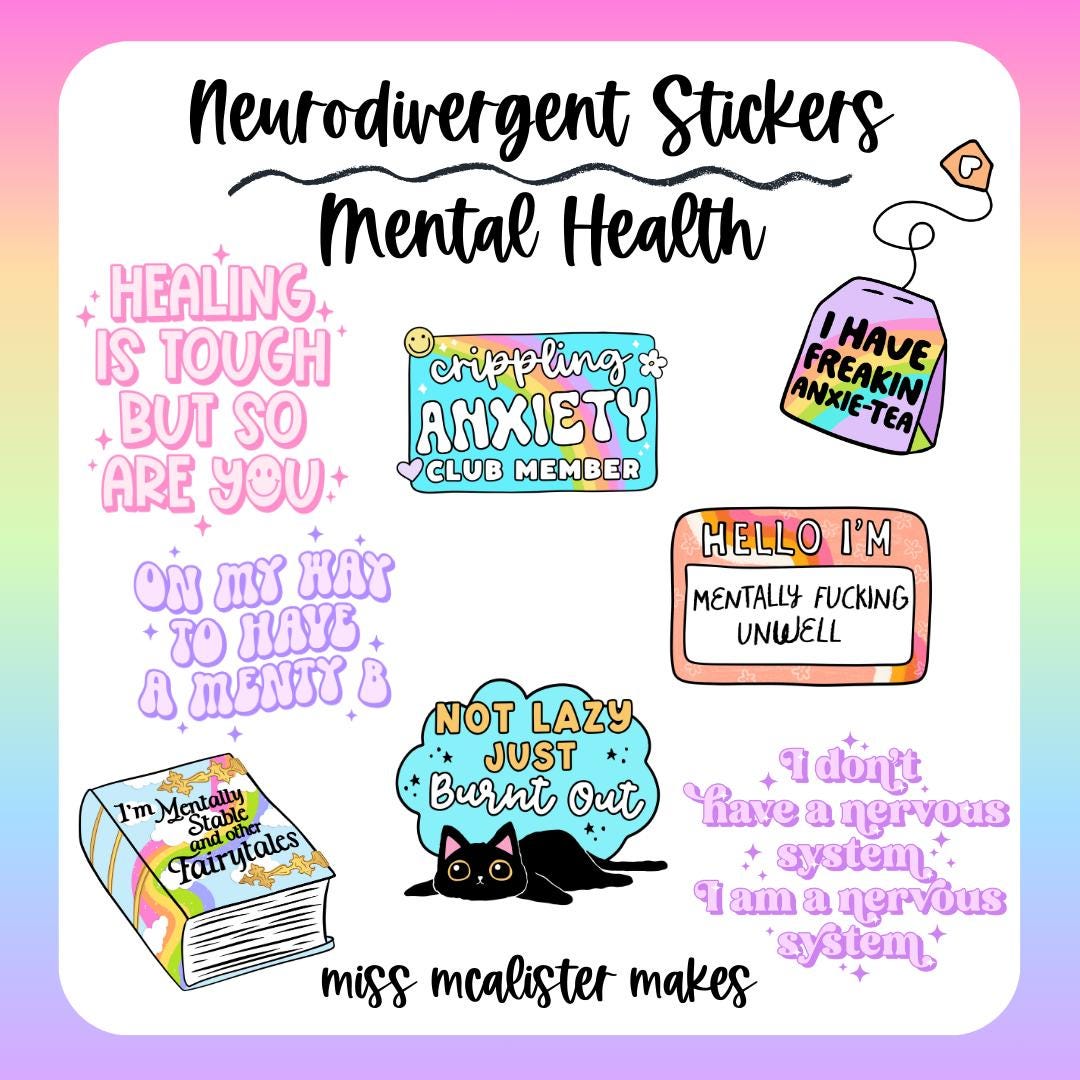 Mental Health Stickers - Anxiety, ADHD and Autism Coded - Etsy