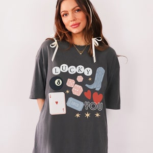 Lucky You 8 Ball Comfort Colors® Tee Magic Beads Graphic Tee Trendy Aesthetic Luck Pool Gift for her Oversized T-Shirt Vintage
