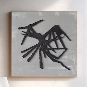 Black and Gray Textured Wall Art Black and Gray 3D Wall Decor Black Abstract wall art  Neutral  Black Wall Decor Black and Gray Relief
