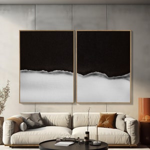 2er Set Schwarze Minimalistische Wand Kunst Schwarze Gips Wand Kunst 3D Wand Dekor Originale Japandi Wand Kunst Schwarze Minimalistische Kunst Abstrakte Malerei
