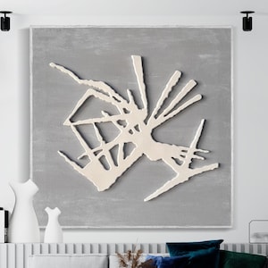 White and Gray Textured Wall Art White and Gray 3D Wall Decor White Abstract wall art  Neutral  White Wall Decor White and Gray Relief