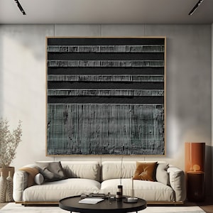 Black Textured Wall Art Black Wabi sabi Art Black and Gray Painting Black and Gray wall Art Black 3D Textured Wall Art