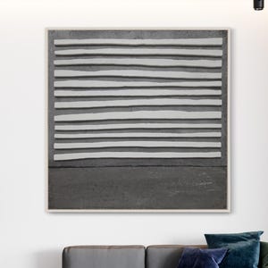 Gray Striped Abstract Minimal Textured Relief Painting Minimalist Art 3D Wall Art