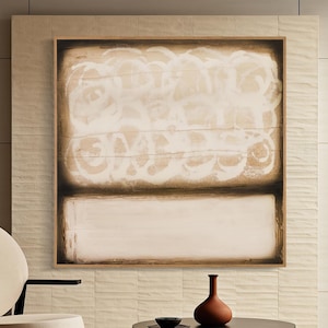 Beige Abstract Painting Beige Wall Art Artwork Black Brown Painting Beige White Painting Beige Painting White abstract Beige Wall art