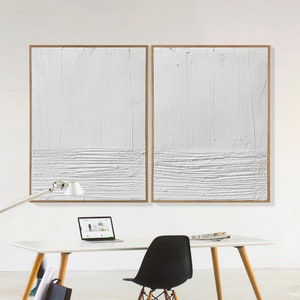 Wabi-Sabi Wall Art Set of 2 White Textured Wall Art Set of 2 White Wall Art Set of 2 White Abstract art Set of 2 White plaster wall art