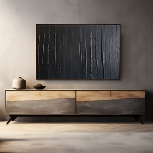 Black Textured Painting  Abstract Black Painting White 3D Textured Paintings White Acrylic Painting Modern Abstract Painting