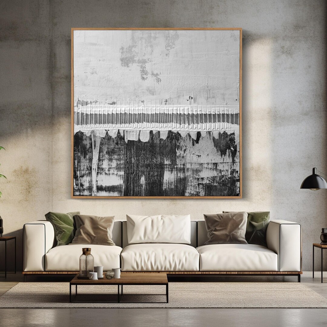 Black and Grey Textured Wall Art Black and White 3D Wall Decor Black