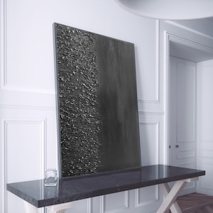 Black Minimalist Art  Large Abstract Black Art Black Textured Wall Art Black 3d Wall Art Black Wabi Sabi Art  Natural  Black Wall Art