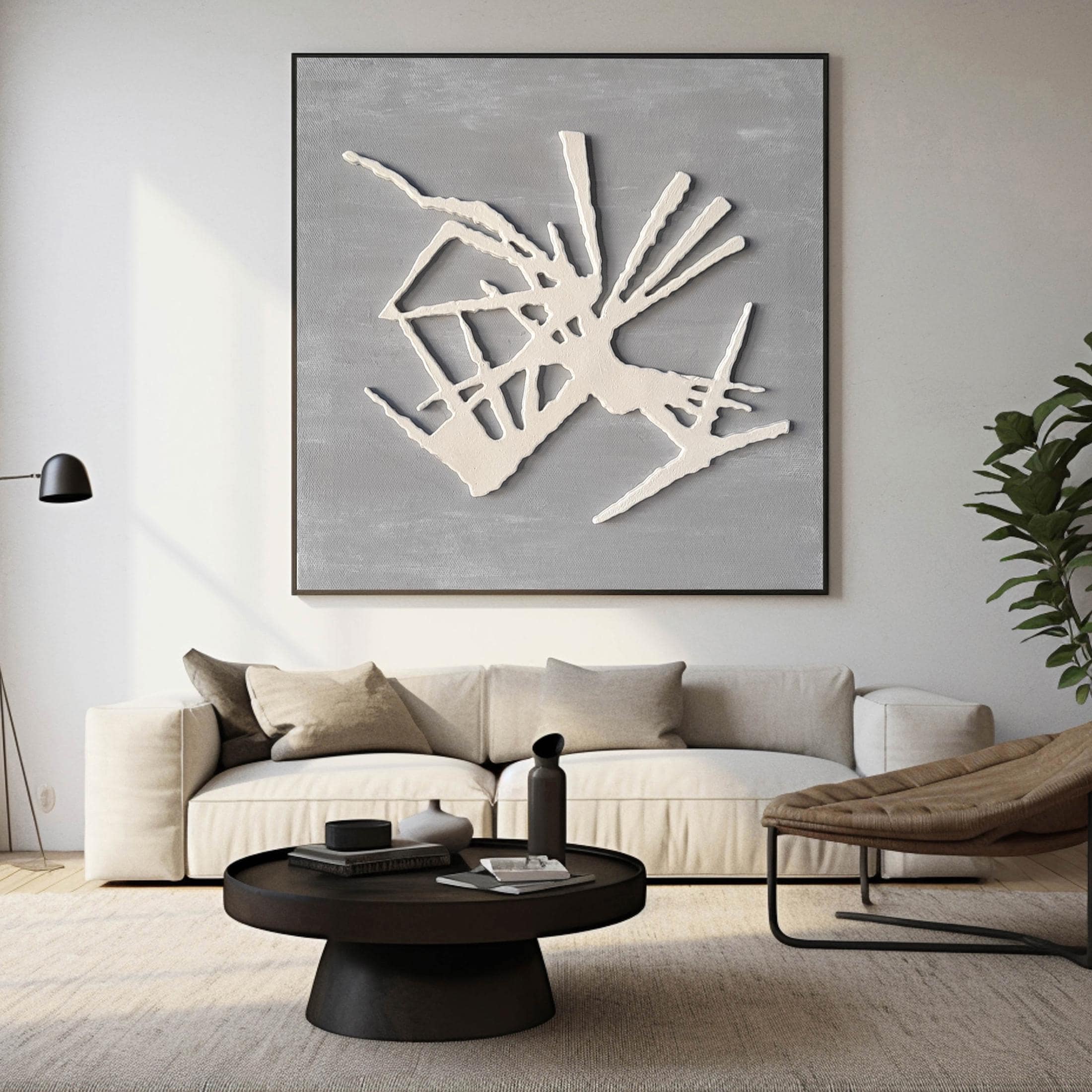 White and Gray Textured Wall Art White and Gray 3D Wall Decor White ...