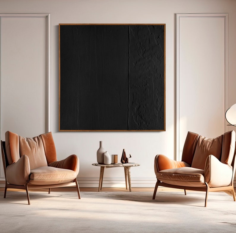 Large Black Abstract Art, Black Wall Decor, Black Wall Art, Black 3D ...