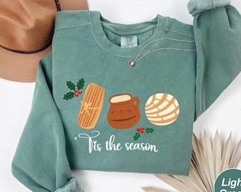 Mexican Christmas Tis The Season Pan Dulce Sweatshirt, Feliz Navidad, Latina Christmas Shirt, Pan Dulce Hoodie, Latino Christmas, Concha Tee